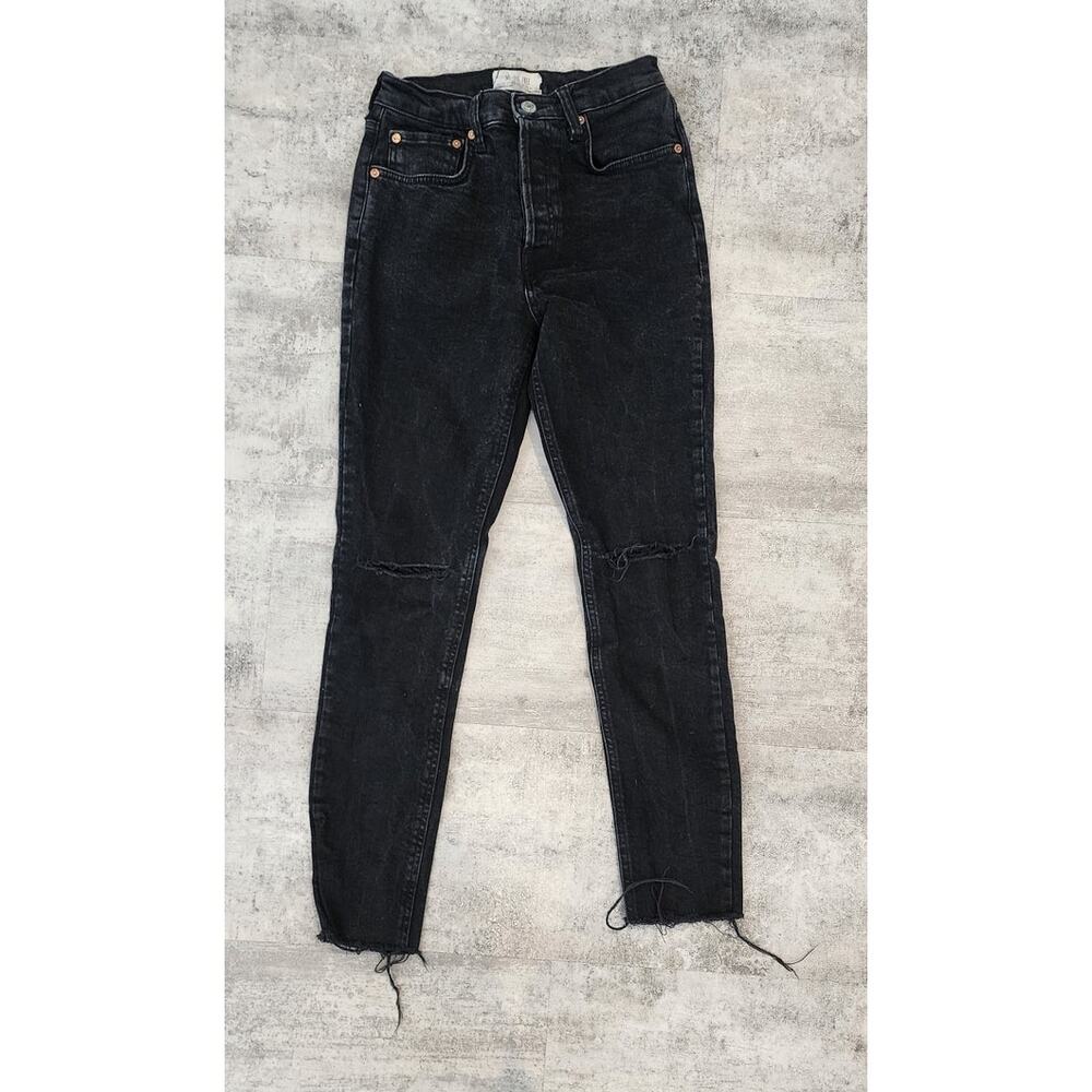 We The Free People Black Distressed Raw Hem Skinny Women's